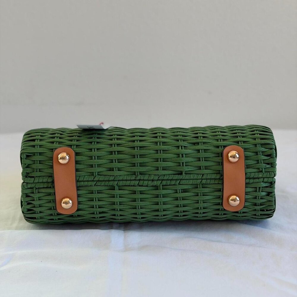 Frances Valentine Rooster Wicker Basket in Green - Picture 11 of 12